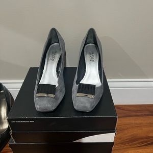 Franco Sarto grey shoe with black heel